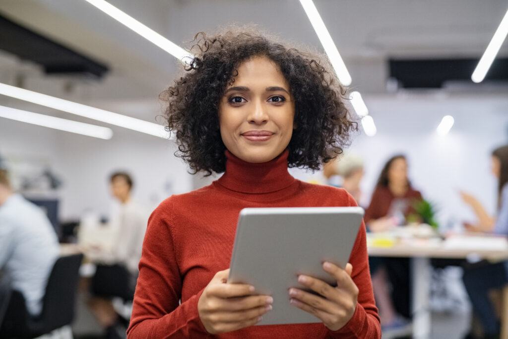 Business person using tablet